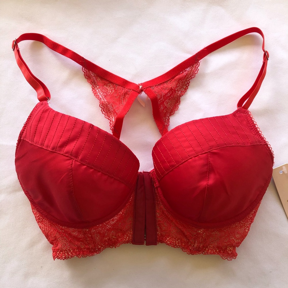 Underella 32DD front clip orange red bra A45